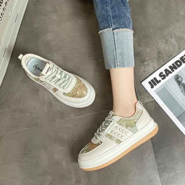 Wheat Ear Oil Painting Casual Retro Commuting Shoes Beige - Shop at LoveMi