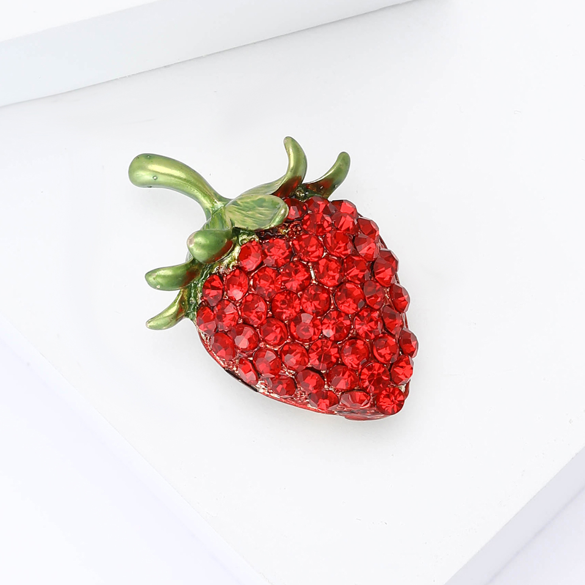 Rhinestone Strawberry Brooch, picture 3 of 4