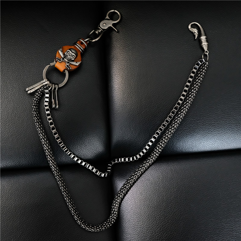 Punk Male Hip Hop Phants Zipper Non-mainstream Ghost Head Metal Phants Zipper