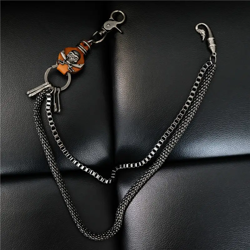 Punk Male Hip Hop Phants Zipper Non-mainstream Ghost Head Metal Phants Zipper
