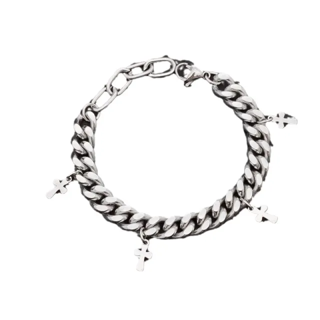 Cuban Bracelet Men's Titanium Steel Cross S058A - Shop at LoveMi