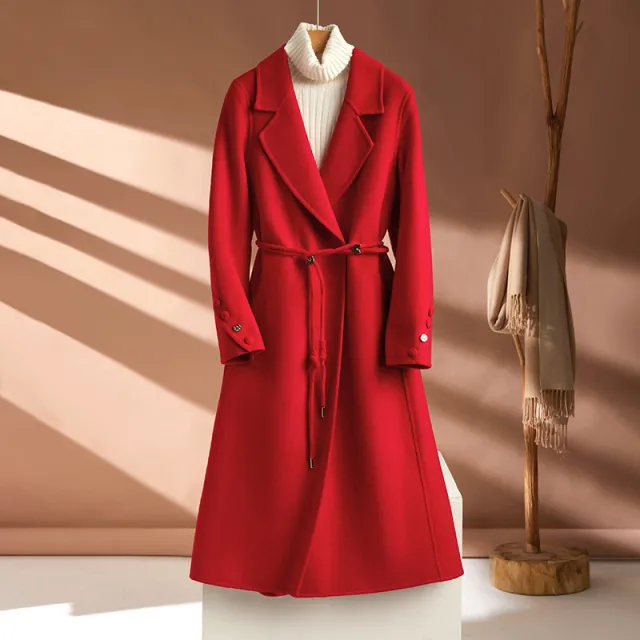 Autumn And Winter New Long Suit Collar Cashmere Coat For Women - Shop at LoveMi