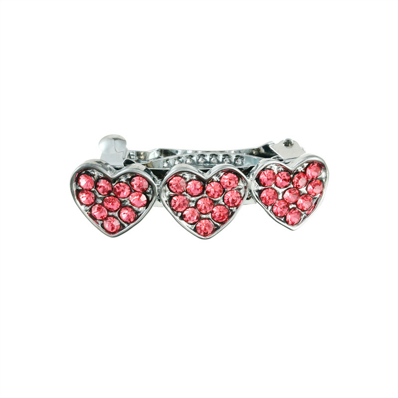 Rhinestone Alloy Peach Heart Barrettes Children Girl's Hair Accessories Dog Pet Ornament
