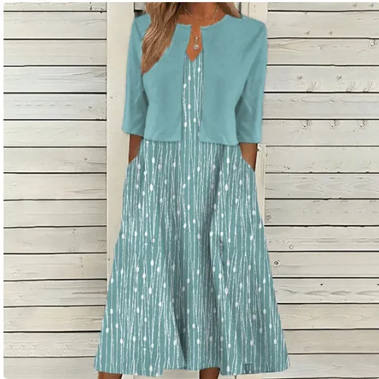 Commuter Floral Print Dress Two piece Set 1 Style - Shop at LoveMi