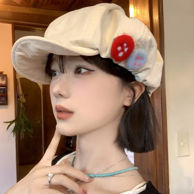 Japanese style Retro Cotton And Linen Octagonal Cap Women's Summer Color Beige - Shop at LoveMi
