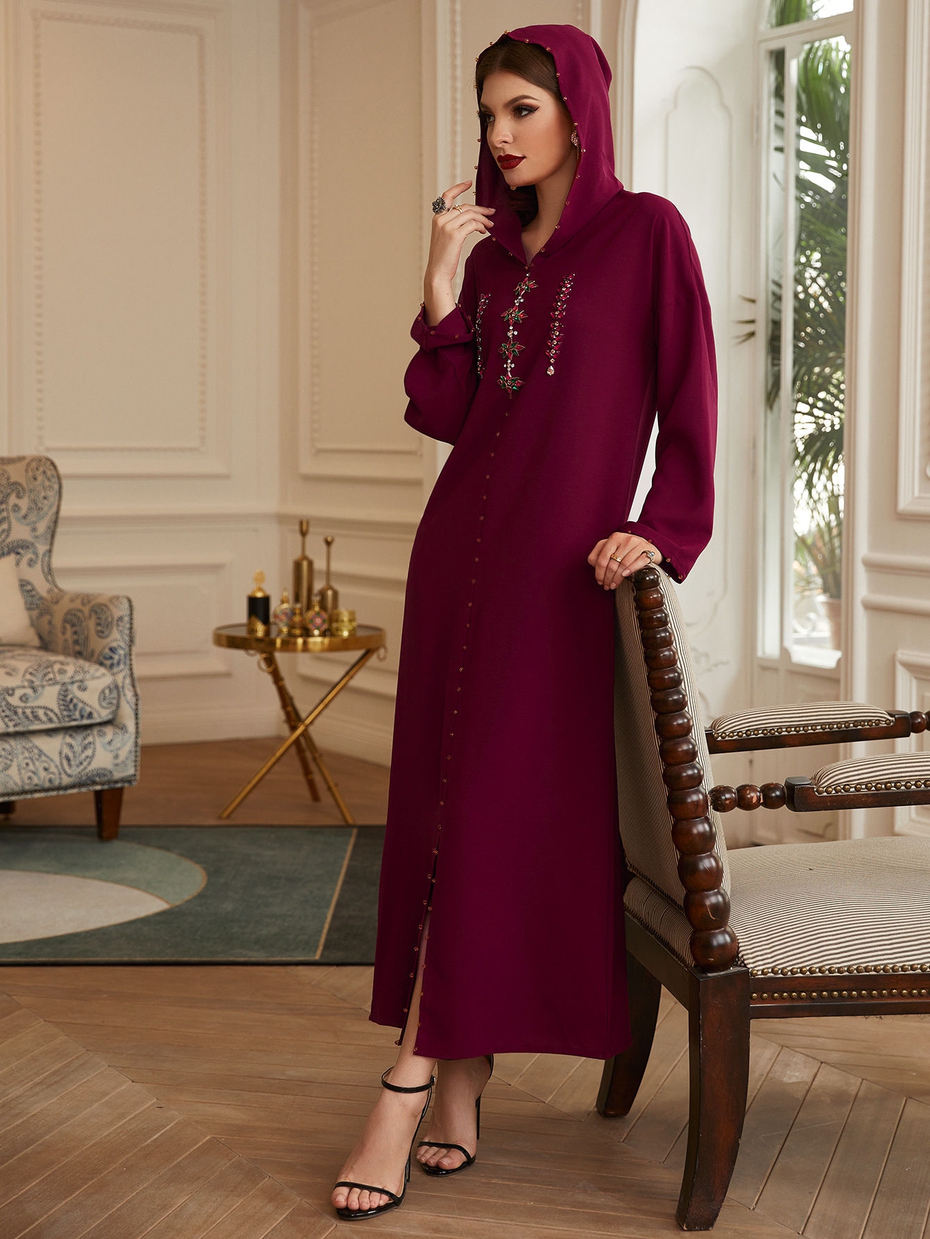 Beaded Sequined Robe Dress, picture 2 of 6