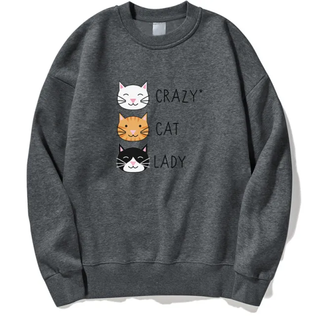 Crazy Cat Women's Funny Cute Sweatshirt Dark Gray - Shop at LoveMi