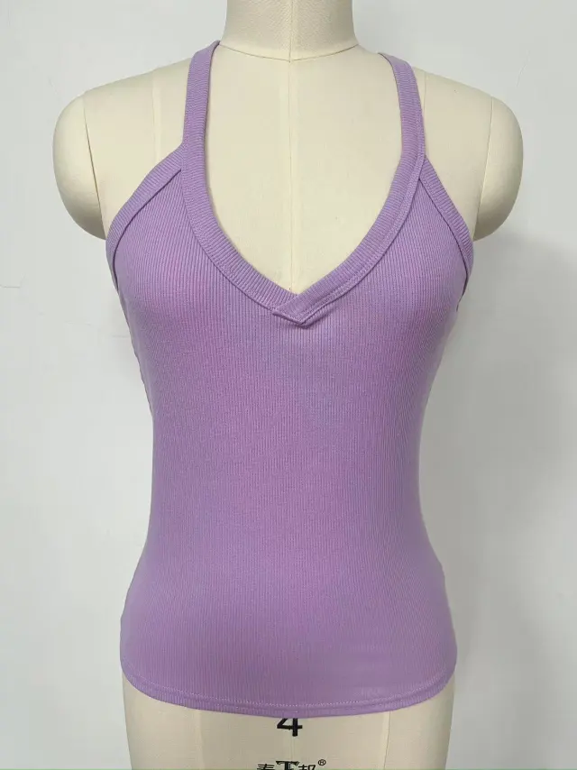 Sports Vest Yoga V neck Halter Top Violet M - Shop at LoveMi