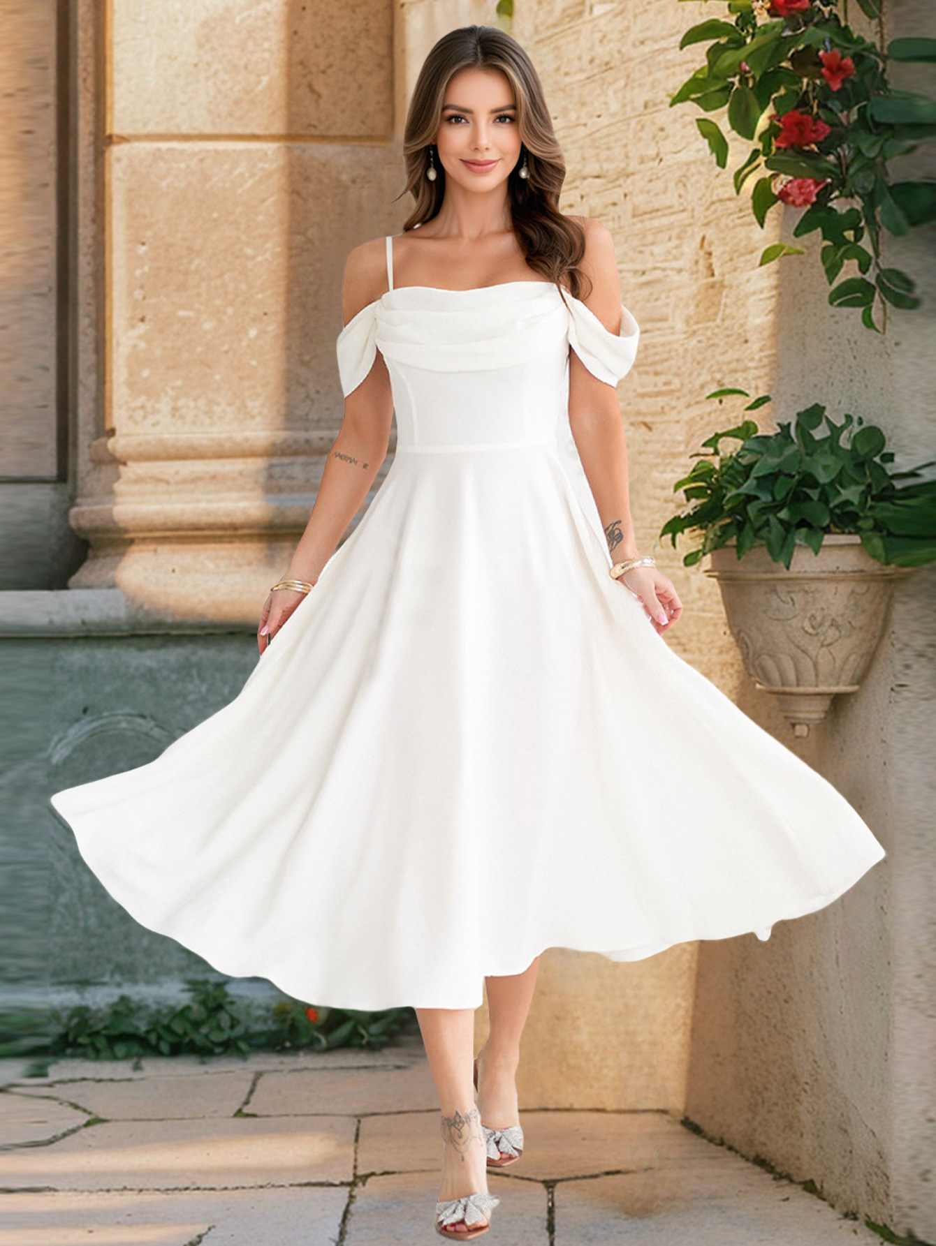 Women's Sexy Pleated Sling Slim Temperament Dress