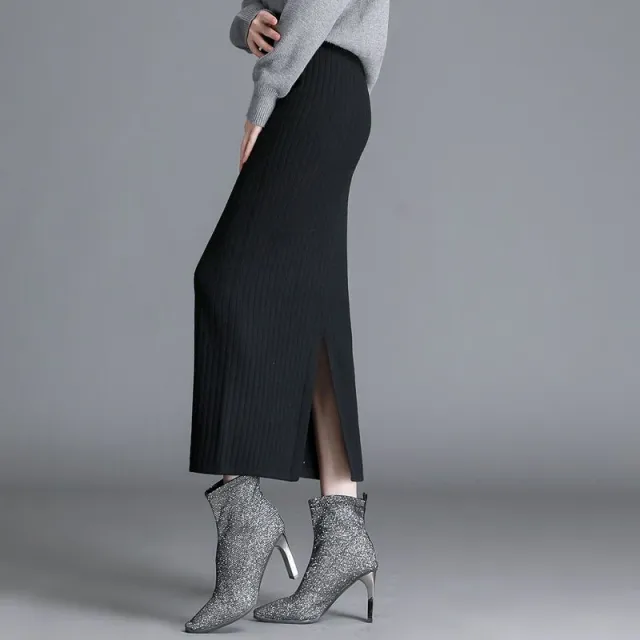 Women's Knitted Skirt Straight Thickening Black - Shop at LoveMi