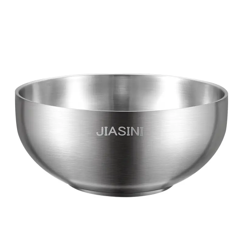Stainless Steel Double-layer Insulation Bowl Rice Bowl Large Diameter Noodle Bowl Salad Bowl Soup Bowl