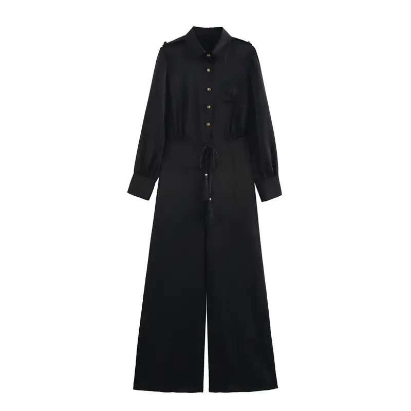 European And American Style Design With Belt Wide Leg Jumpsuit