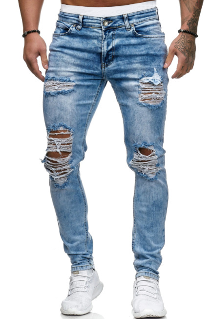 Title 6, Gescheurde stretch-straight denim broek. De per...