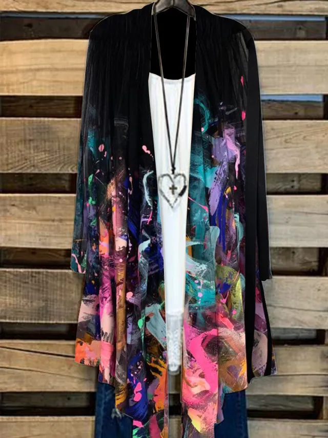 Simple Cardigan Plus Size Women's Printed Coat Top 14 Style L - Shop at LoveMi