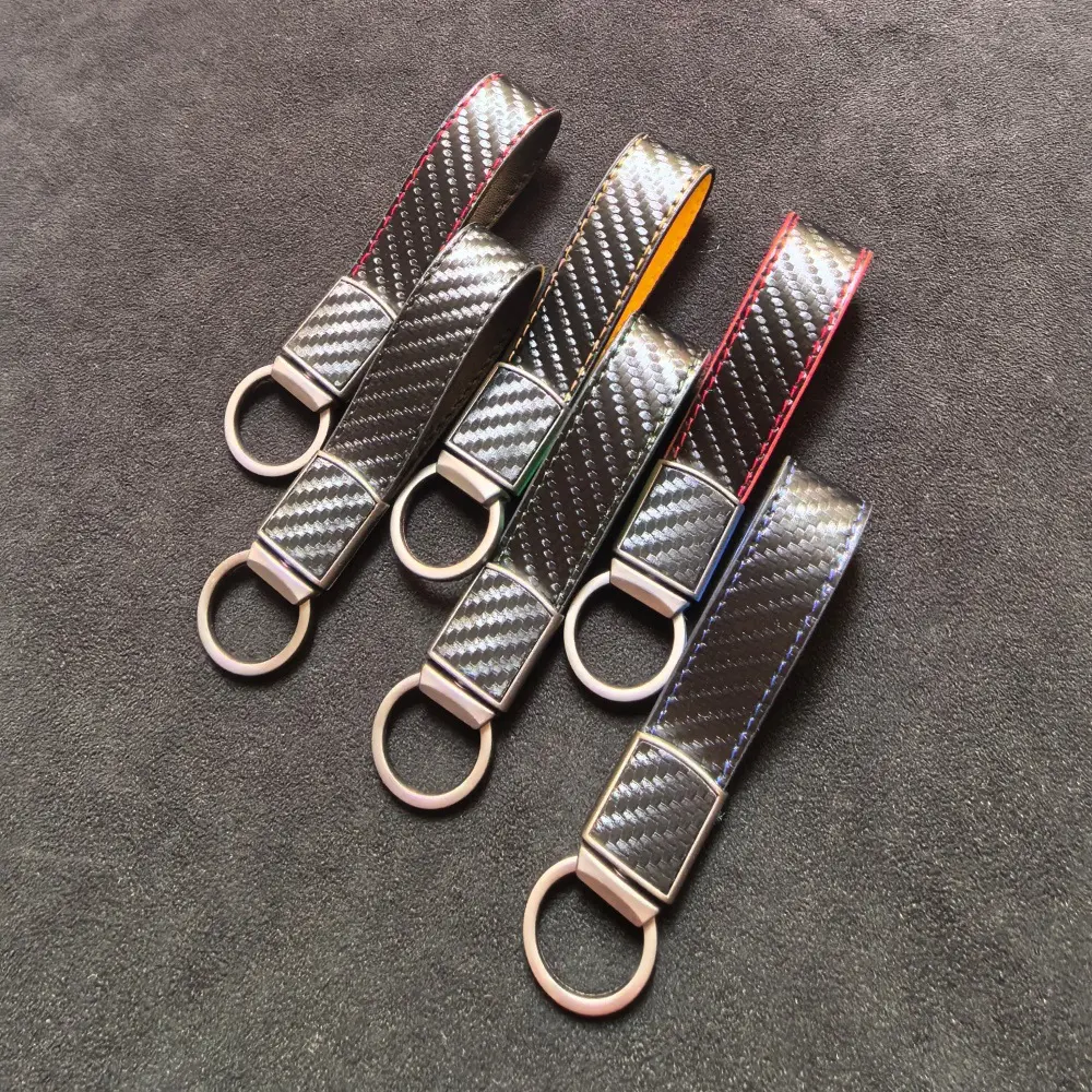 Carbon-fiber-pattern Car Keychain Pendant