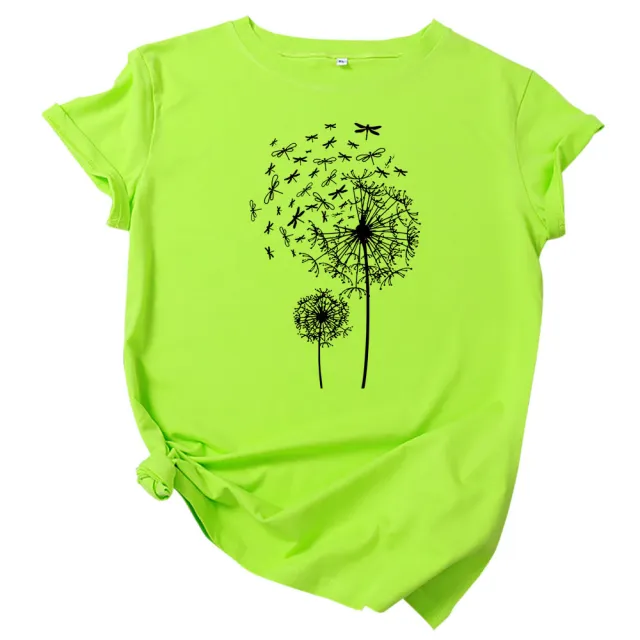 Fashion Cotton Short sleeved Women's T shirt Fluorescent Green Black - Shop at LoveMi