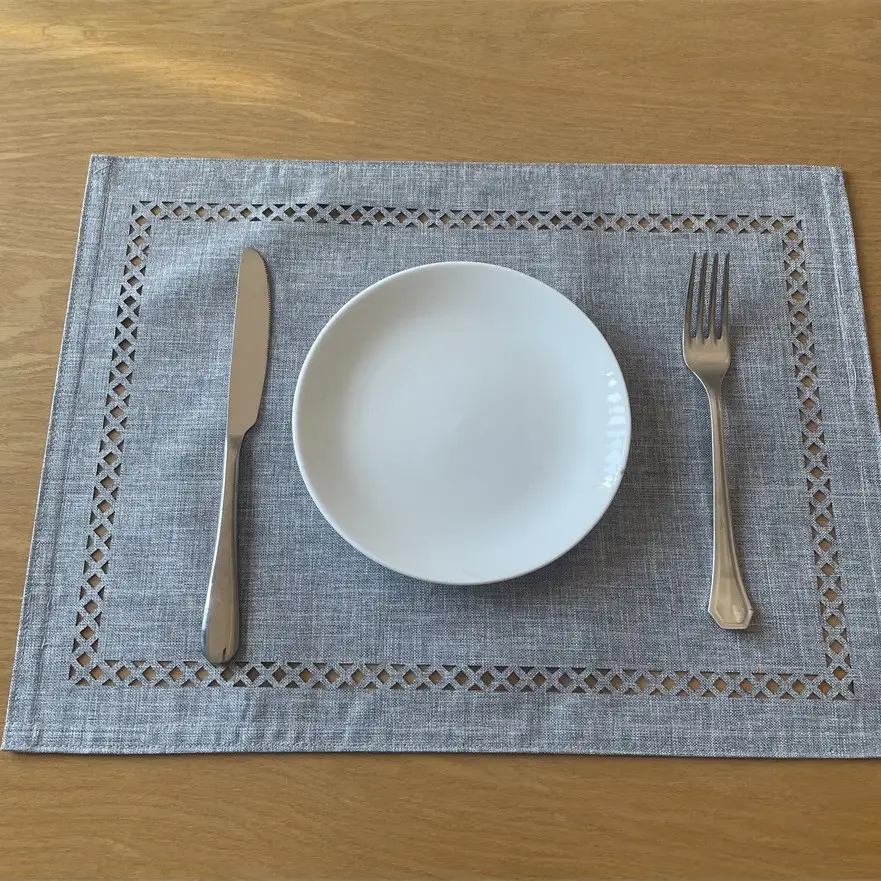Linen Square Hollow Embroidered Heat Proof Mat