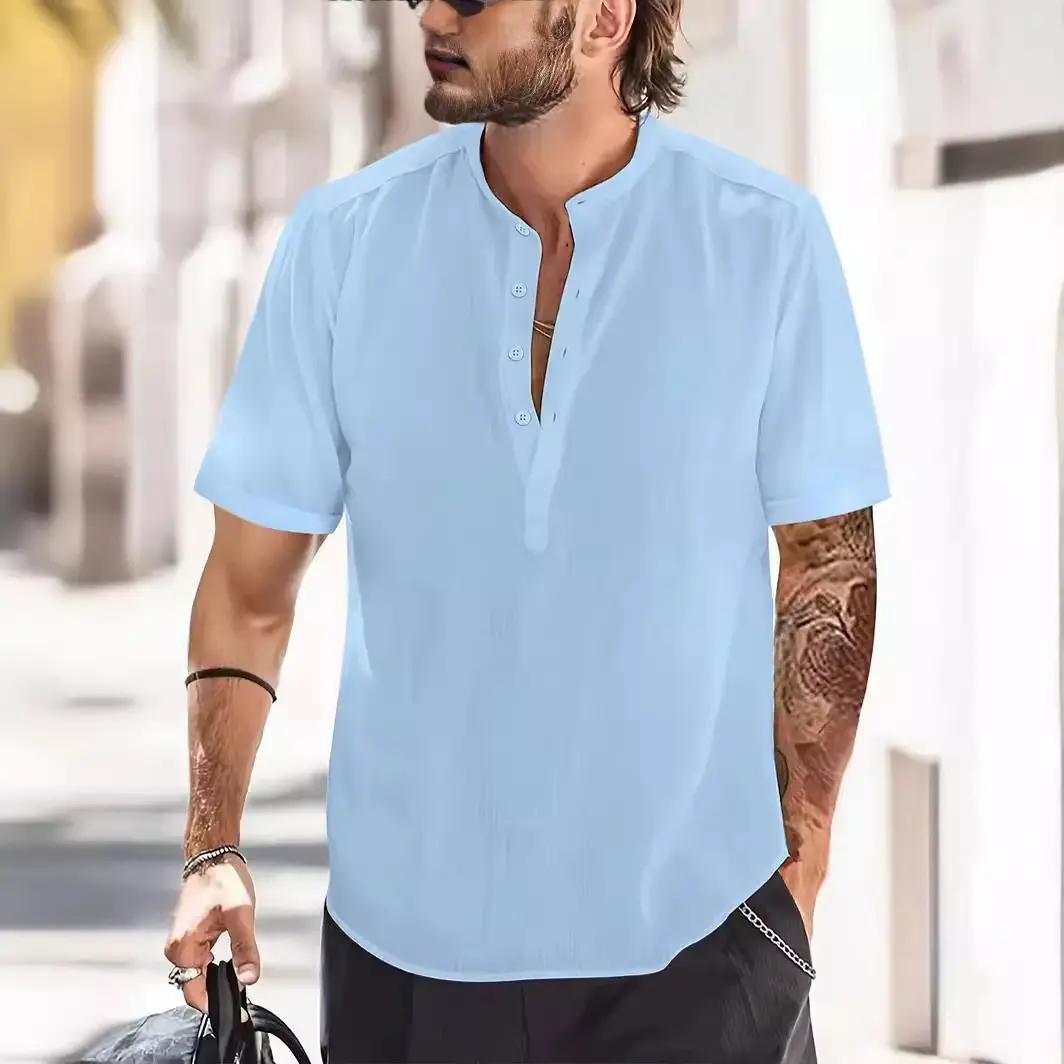 Men's Chest Pocket Solid Color Casual Fashion