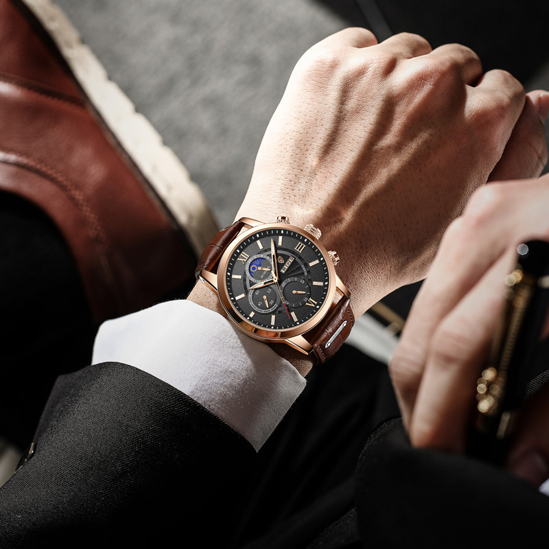Mens High-end Quartz Watch Multifunction Chronograph Luminous And Water-resistant Wristwatch 5