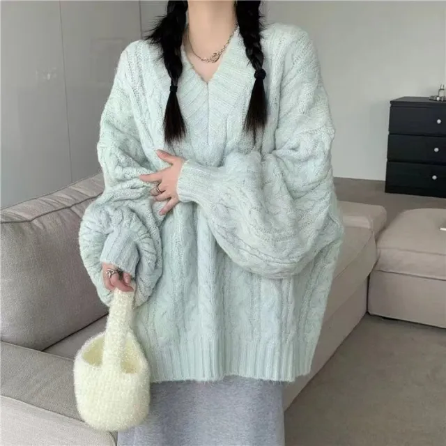 Outerwear Idle Style Design Sense Niche Thermal Sweater Top Light Green - Shop at LoveMi
