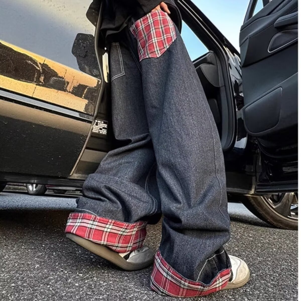 Stitching Curling Jeans Men's Summer Thin Straight