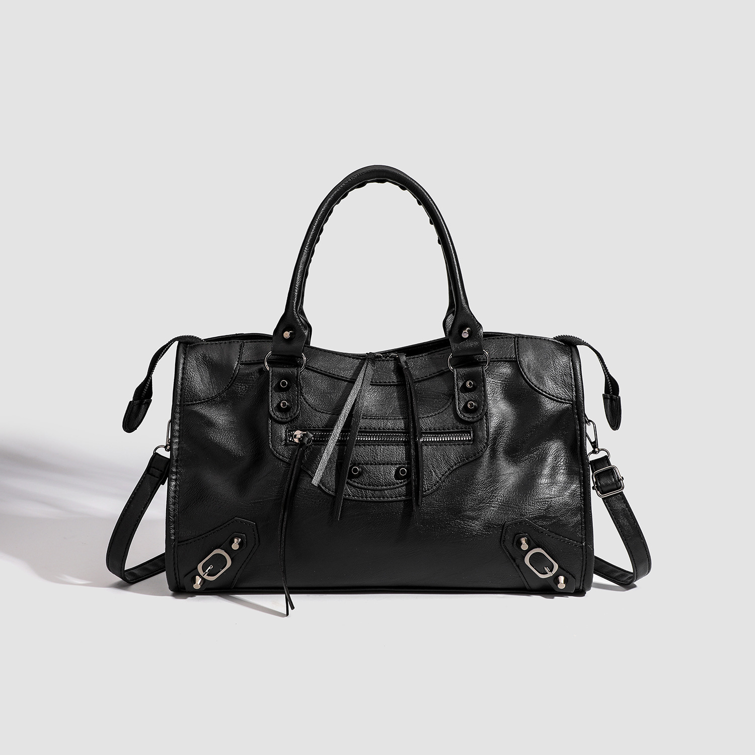 Niche-designed French-style Studded Biker Bag