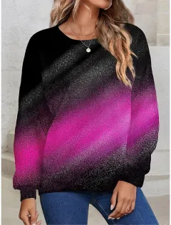 Women's Round-neck Long Sleeve Gradient Sequin Long Sleeve Loose Sweatshirt - 5Color-Xl - View 1
