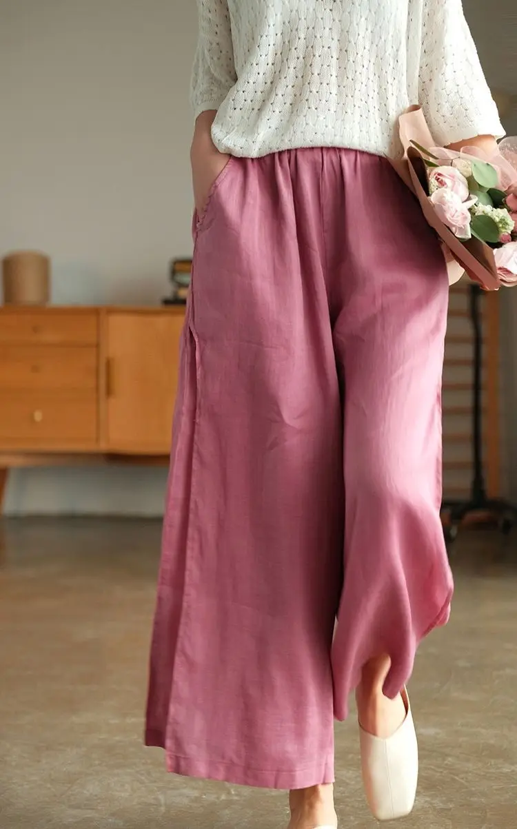 Title 2, High-quality Leisure Hemp Hemp Wide Leg Pants F...