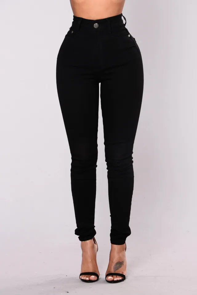 Ultra High Waist Stretch Hip Lift Denim Skinny Pants Black - Shop at LoveMi