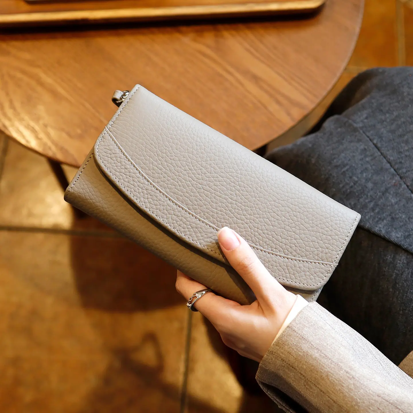 Long Womens Genuine Leather Clutch Bag