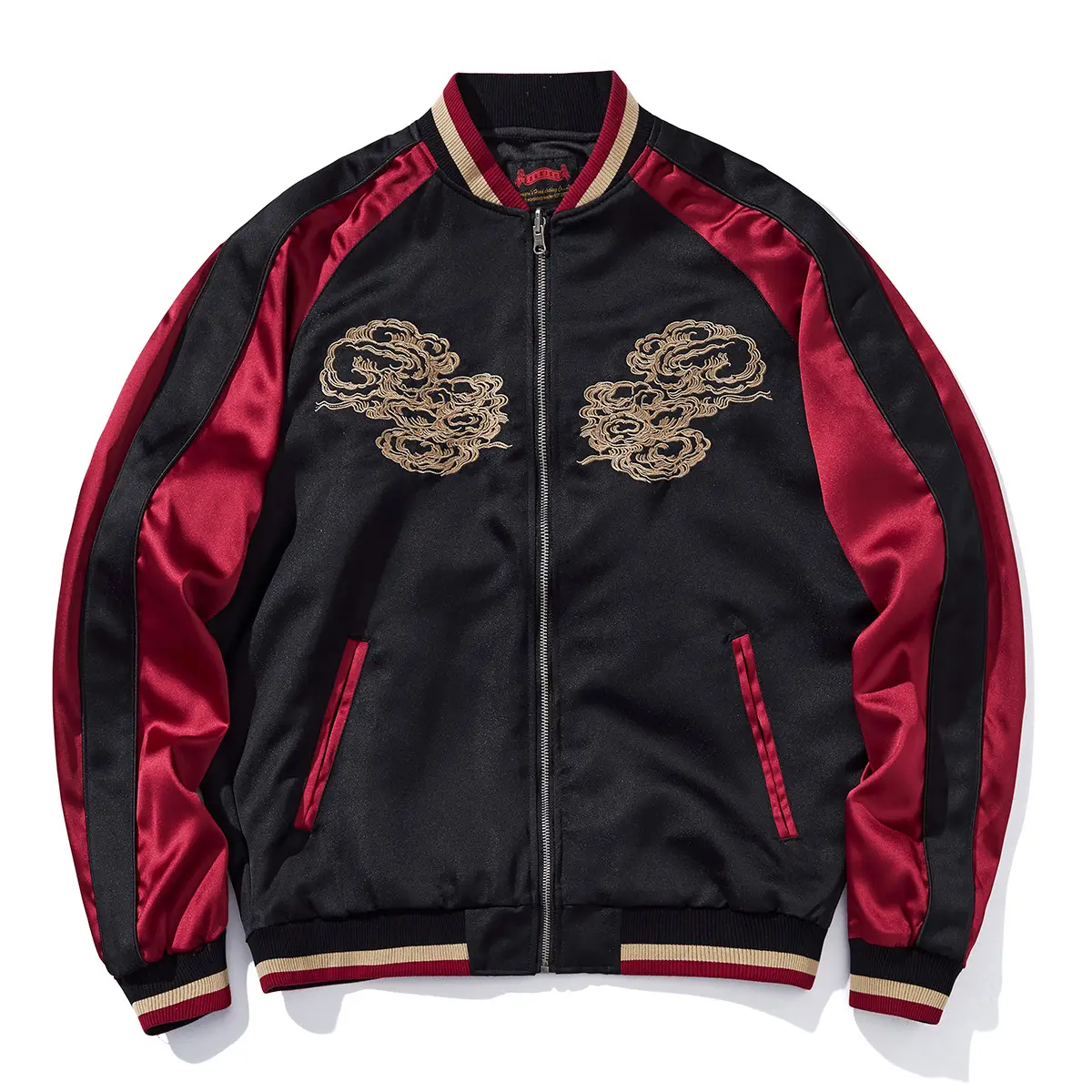 Mens Loose Fit Polyester Embroidered Chinese Style