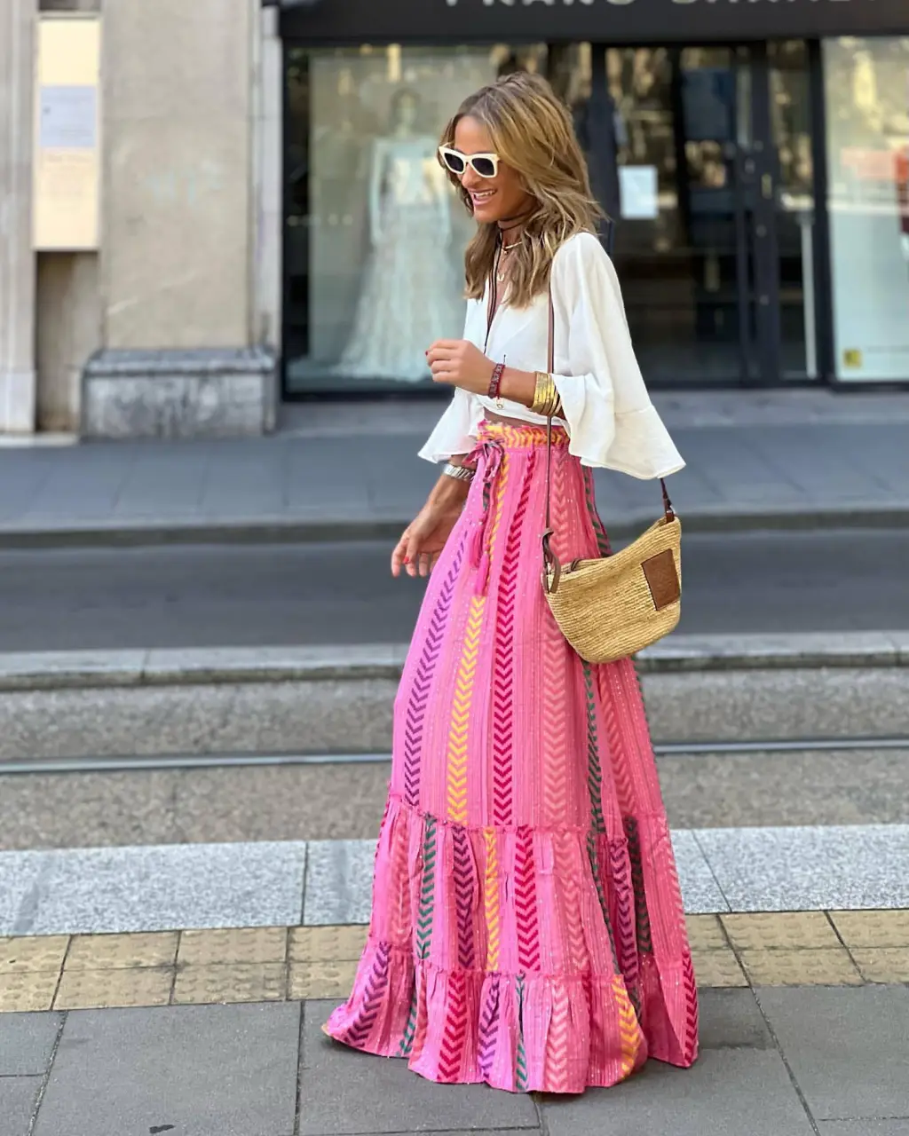 Women's Fashion Casual Holiday Large Swing Dress - Pink
