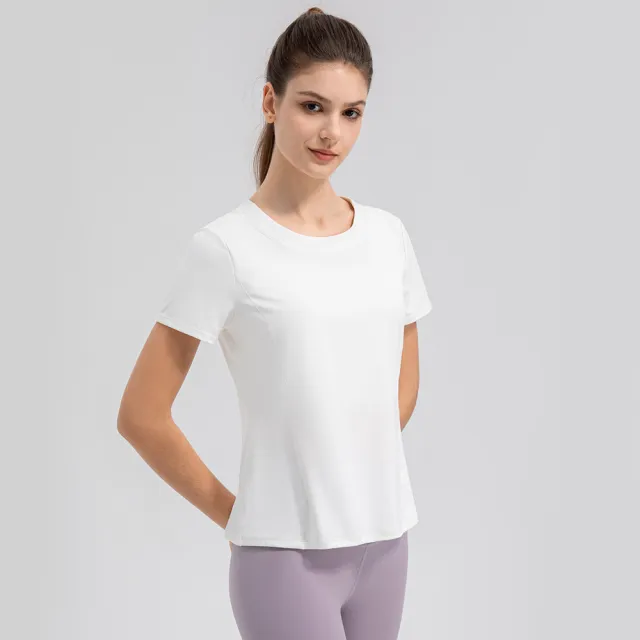Loose Yoga Clothes Short Sleeve Lightweight Breathable Running Fitness Sports Top White - Shop at LoveMi