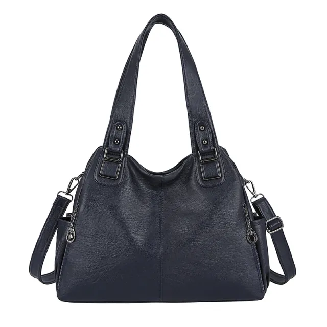 Soft Leather Large Capacity Women Hand carrying Crossbody Bag Fashionable All match Blue - Shop at LoveMi