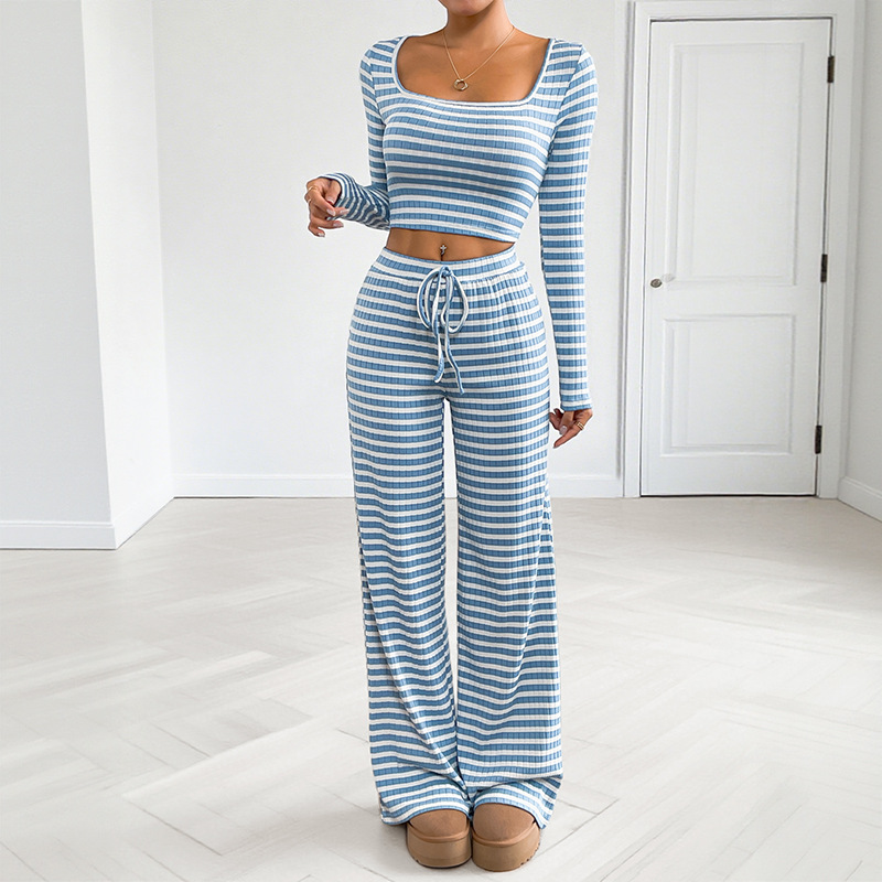 Short Home Casual Two-piece Suit Women’s Sports Striped Hot Girl Slim Fit Suit