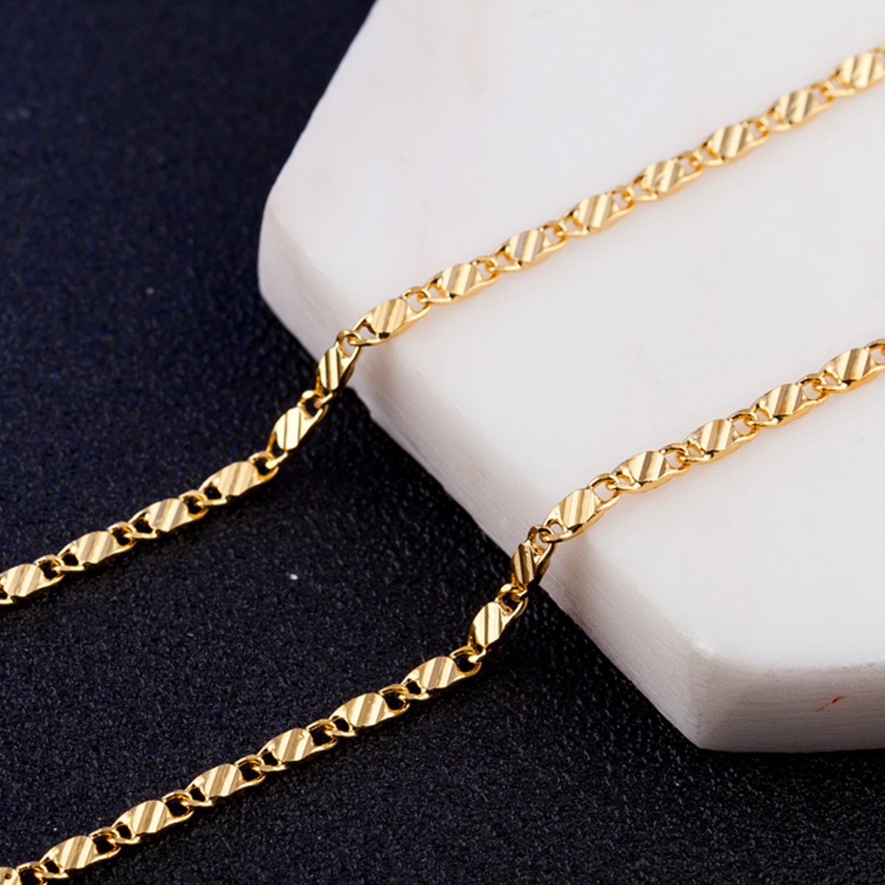 Fashion Short Gold Plated 2mm Flat Chain