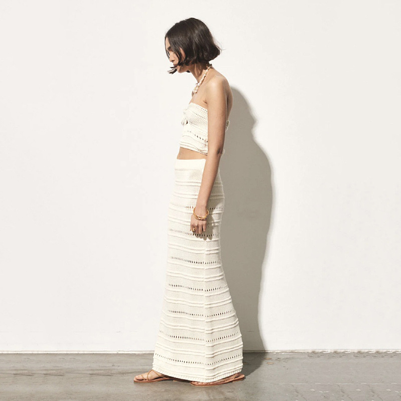 Hollow-out Tube Top Two-piece Set For Women
