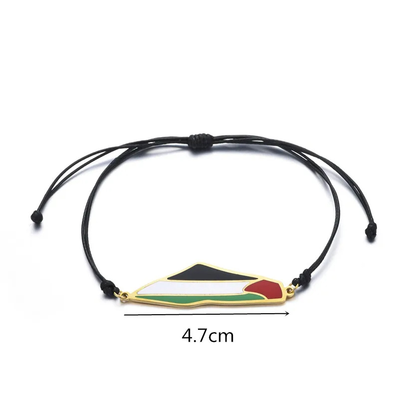 Epoxy Stainless Steel Palestinian Flag Map Carrying Strap