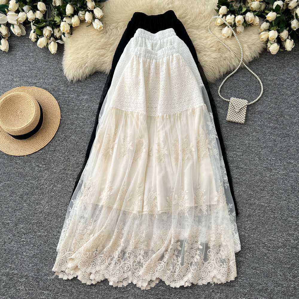 Women's Lace-Patchwork A-Line Skirt Image 8