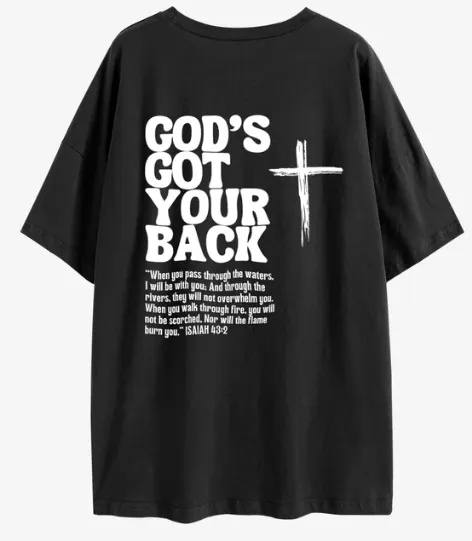 Spring And Summer New Back Letter Printed Cotton Short Sleeve - Black