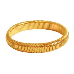 Retro Minimalist Stretch Ring Bracelet - Sz01 Gold - View 1