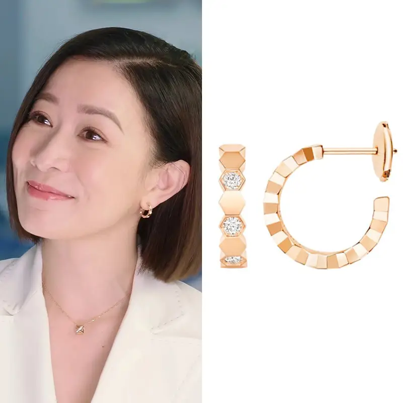 Honeycomb Stud Earrings Diamond-shaped