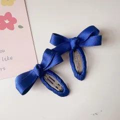 New Spring And Summer Candy Color Series Cotton Tape Bow Hair Accessories - Fluorescent Blue - View 1