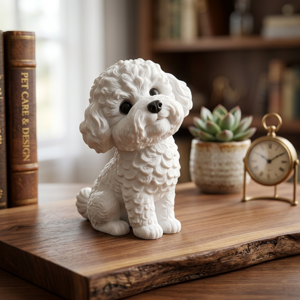 3D-printed Curly-haired Puppy Desk Ornament