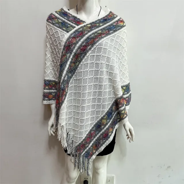 Idle Style V neck Tassel Rainbow Cape Sweater For Women Rainbow - Shop at LoveMi