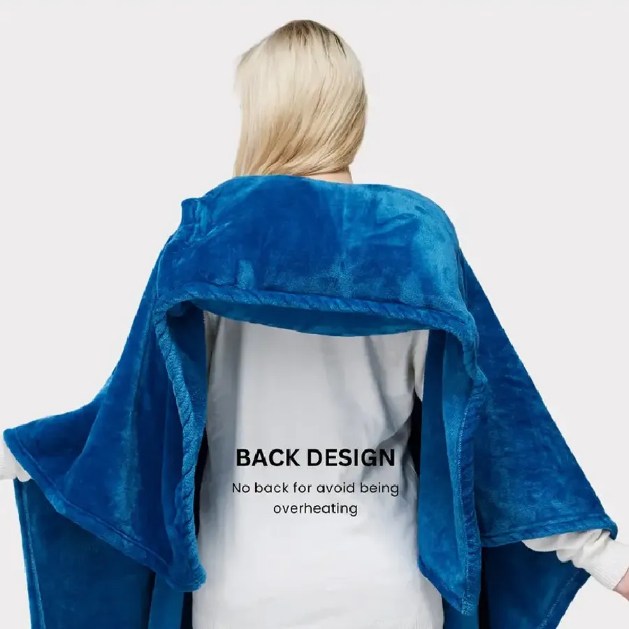Car Airable Cover Flannel Soft And Comfortable Lazy Blanket With Pillow - 5070Inch Peacock Blue