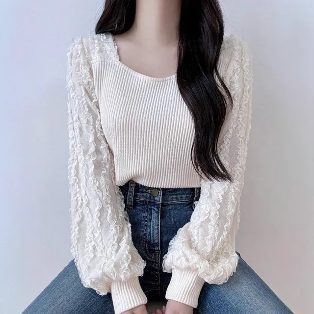Autumn Patchwork Design Soft Womens Top White - Shop at LoveMi