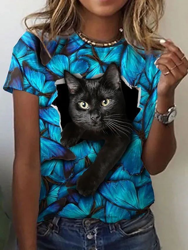 Animal Pattern Short Sleeve Round Neck T shirt Me13Rq250219Y012 3Xl - Shop at LoveMi