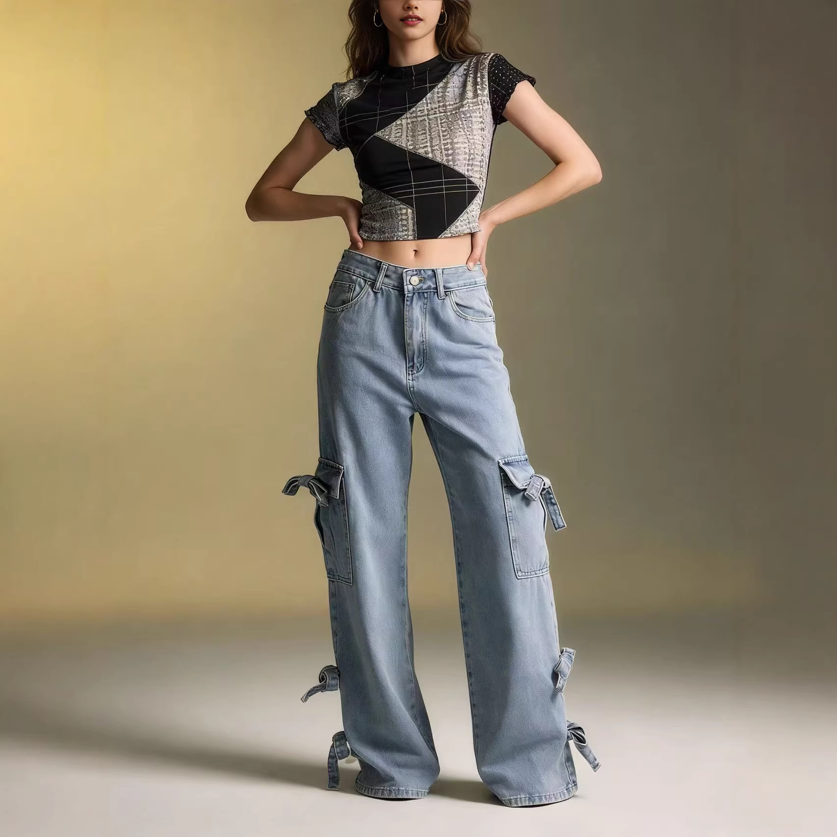 Mid-rise Versatile Womens Jeans In Light Blue