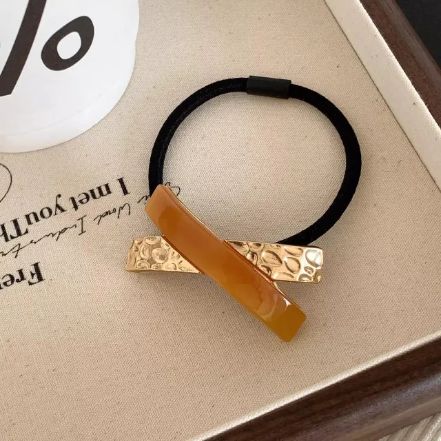High grade Acetate Metal Stitching Rubber Band Female Hair Rope Thick And Durable Caramel - Shop at LoveMi